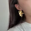 Dangle Earrings Fashion Brand Irregular Fold Square Exaggerated 24K Gold Large For Women Luxury Famous Designer Jewelry Bijoux Trend