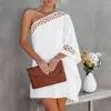 Casual Dresses Sexy One-Shoulder Long Sleeve Party Dress Women Fashion Summer Loose Mini Elegant Diagonal Neck Irregular