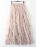 Jupes TIGENA Tutu Tulle Long Maxi Femmes Mode Coréenne Mignon Rose Taille Haute Plissée Maille Femme Dame Esthétique Faldas 230510