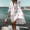 Traje de baño de mujer 2023 largo suelto para playa mujeres traje de baño cubrir mujer Bikini cubrir ropa de playa blusa Saida de Praia 230510
