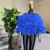 Women's Blouses Shirts Trend Royal Blue Ruffles Tule Puff Volledige mouwen van het schoudertop Shirt Ropa de Mujer 230510