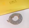Custom Mens Women 925 Silver Gra Certified Moissanite Gold Tennis Chains 3mm 4mm 5mm Necklace Tennis Bracelet