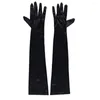 Women Socks Formal Gloves Solid Color Satin Long Finger Mittens Women's Evening Party Events Activities Red White Rose