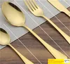 1st Gold Metal middagar delar av bestick Många väljer glänsande knivens kortpläterade bestick gaffel skedtillbehör för kök