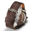 Montres-bracelets Oulm Super grande taille hommes montres deux fuseaux horaires Quartz montre-bracelet cadeaux pour voyage en plein air Sport montre pour hommes