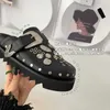 Slippers Riveted Thick Sole Slippers for Women Wearing Summer Vintage Hole Shoes Black Slippers Y23