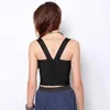 Kvinnors tankar Camis New Verano Sticked Bandage Crop Top Women's Bodycon Sexig Spaghetti Strap Short Tank Tops Nightclub Party Camis White Black Red Z0510