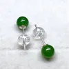 Dingle örhängen s925 med certifikat sterling silver naturlig kinesisk hetisk gröna jade kvinnor