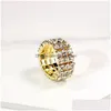 Anillos de racimo Filas de moda Colorf Crystal Rhinestone Ajustable Brillante 3 Anillo elástico para mujer Jewe nupcial Dhgarden Dhlaw