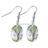 Charm Fashion Dry Flower Dangle Earring Torkade blommor örhängen Glass Oval Ball Tree of Life Drop Earing Creative Jewelry Gift Dhgarden Dhhx7