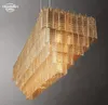 Sirene lustre retangular de vidro transparente, moderno, retrô, led, luzes pendentes para sala de jantar, sala de estar, quarto, lâmpadas suspensas