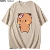 여자 Tshirt 귀여운 Dudu는 Graphic Shirt Kawaii Panda Bear 여자 남성 100 Cotton Tees 230510을 놀리는 이후 Bubu에 의해 플립 Tshirts 플롭을 던졌습니다.