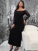 Plus size Dresse Size Prom Dress Black Long Sleeve Mermaid Maxi Abiti da sera da sera formale Abiti eleganti 4XL Abiti grandi 230509