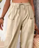 Damenhosen Damen 2023 Modische, elegante, hohe Taille, Kordelzug, Bündchen, einfarbig, für lässige Retro-Straßenkleidung