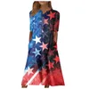 Casual Dresses Women's V-neck Short Sleeve Dress Polka Independence Day Printing With Pockets Summer For Women 2023