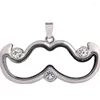 Colares pendentes 10pcs bigode canto de bigode shinestone flutuante liga de medalhas encanta de jóias que produzem colar chaveiro para mulheres homens