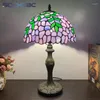 Tischlampen BOCHSBC Tiffany-Buntglaslampe, violett, pastoral, Wohnzimmer, Arbeitszimmer, Schlafzimmer, Augenschutz, dekorativ