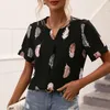 Women's Blouses Fashion Casual Top Skin-Touching Vintage Losse elegant T-shirt geplooide ademende tee streetwear