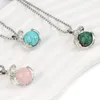 Pendant Necklaces Natural Stone Pendants Necklace Ball Shape Healing Crystal Agate Lizard Alloy Stainless Steel Chain For Jewelry Gift