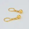 Boucles d'oreilles pendantes 999 crochet en or jaune 24K pour femmes 5mmW boule polonaise petite boucle d'oreille pendante/2.12g bijoux