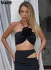 Vestido de duas peças Nsauye Summer Casual Women Women Sexy Club Salia Terno Hollow Out Skinny Halter Crop Tops e Skrap Long Wrap Skirt Duas peças Conjunto 2023 T230510