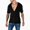 Men's T Shirts T-shirt Simple Pure Color Deep V-neck Collocation Fashion Design Sleeveless Short Sleeve