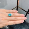 Bague solitaire cincin perak S925 kualitas tinggi baru zirkon biru cocok untuk Aksesori tempat kerja dan kencan 230510