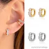 Stud Sterling Silver Small Hoop Earrings Tiny Baguette Huggie Hoop Earrings for Women Crystal Earrings Fashion Jewelry