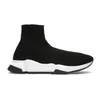 Designer Chaussette de luxe Bottines Slip-On en tricot brillant Plate-forme Baskets Graffiti Noir Blanc Semelle Transparente Hommes Chaussette Mocassins Vitesse 1.0 2.0 Plat Femmes bottes Chaussures de sport Dhgate