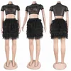 Tweedelige jurk sexy feest nachtclub 2-delige sets dames outfits rok en top zwart pure mesh crystal verjaardagsjurk d35-EH31 t230510