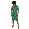 Vêtements ethniques robes imprimées africaines pour femmes à manches courtes robe mi-longue Dashiki traditionnel genou longueur porter dames WY6482 230510