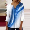 Blouses pour femmes 2023 décontracté printemps été femmes Blouse chemises trois quarts manches boutons col en v pull élégant montre de sport