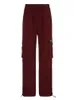 Damesbroek Capri's Weemeep Red Baggy Cargo Pants Trapstring Elastische hoge taille Casual broek Pocket Koreaanse mode zweetbroek streetwear dames sport 230510