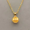 Ketting oorbellen Zet prachtige koper-vergulde 24k gouden holle bal voor vrouwen eenvoudige Vietnamese zand retro landelijke stijl aretes