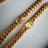 Chains 22mm Stainless Steel Miami Curb Cuban Chain Necklace Boys Men Gold Color Hip Hop Dragon Lock Clasp Top Jewelry 18 K Bracelet