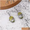 Charm Fashion Dry Flower Dangle Earring Torkade blommor örhängen Glass Oval Ball Tree of Life Drop Earing Creative Jewelry Gift Dhgarden Dhhx7