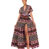 Abbigliamento etnico Dashiki Abiti africani da donna Estate Sexy Scollo a V Manica corta Stampa in poliestere Lungo Maxi 230510