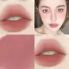 Brillo de labios 6 colores lindo oso mate barro terciopelo gris rosa llavero lápiz labial impermeable esmalte de larga duración cosméticos portátil