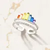 Bandringar Bohemian Colorf Double Layel Rainbow CZ Ring for Women Girls Fashion Engagement Top Quality Charm Finger Jewelry Dhytg