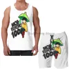 Men's Tracksuits Summer Funny Print Men Tank Tops Women Mob Psycho 100 Umbrella Frog Beach Shorts Sets Fitness Vest