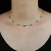 Kedjor 2023 Spring Gift Jewelry Green Red Cz tunn kedja halsband Flower Pendant Choker 35 10cm