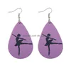 Charm New Design Pu Leather Earrings Ballet Friendship Mum Love Printed Round Teardrop Dangle Earring For Women Girl Party J Dhgarden Dhlpe