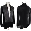 Stage Wear Latin Dance Shirts Male Shiny Rhinestone Velvet V-Neck Jumpsuit Men Tango Salsa Chacha Competition Clothes Show DNV12058