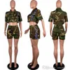 Womens Camouflage Sportwear Printemps Eté Mode Personnalisé Couleur Camo Travail Style Deux Pièces Ensemble