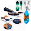 Smyckespåsar 4 Pack Diy Island Necklace Gem Pendant Epoxy Mold Keychain Harts Silicone