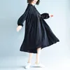 Robes décontractées Vintage lanterne manches robe femmes grande taille ample longue coton lin femme chauve-souris automne 4XL 5XL 6XL 2023