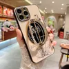 Moda luksusowe lustro lustrzane kwiatowy wspornik telefonu na iPhone'a 15 14 13 12 11 Pro Max Mash ShockProof Cover Cute Tree Coque