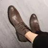 British Style Men Business Boots Designer Gentleman Casual Men Dress Boots äkta läder Men kontor Ankelstövlar Botas Hombre