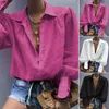 Koszulki damskie Bluzki luźne bluzka z długim rękawem v szyja guzika w dół chemisier femme blusas mejr de moda casual top biuro dama 230509