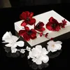 Pinces à cheveux Barrettes 3pcs Set Blanc Rouge Tissu Fleur Épingles À Cheveux Simple Femmes Décoration Coiffure De Mariée Accessoires De MariageCheveux